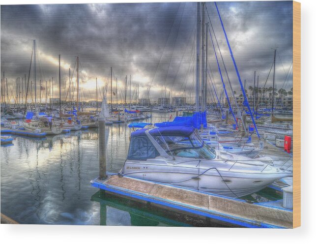 Marina Wood Print featuring the photograph Clouds Over Marina by Richard Omura