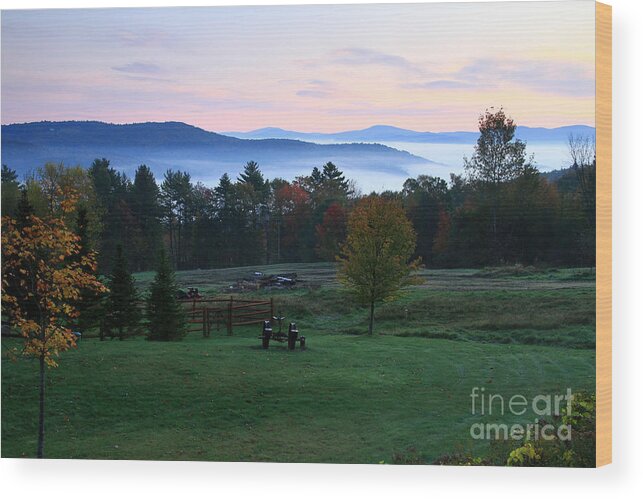 fall Wood Print featuring the photograph Connecticut River Valley Sunrise by Butch Lombardi