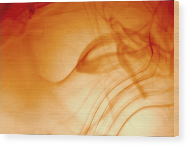 Orange Abstract Wood Print featuring the photograph Contemporary Abstract Smoke Wisps by Tracie Schiebel