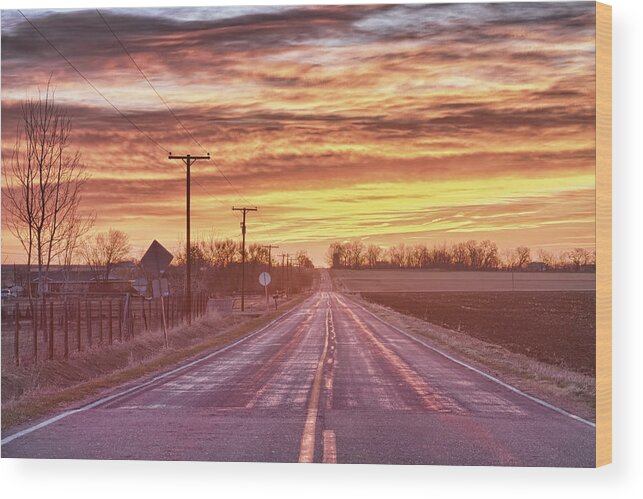 Country Wood Print featuring the photograph Country Road Sunrise by James BO Insogna