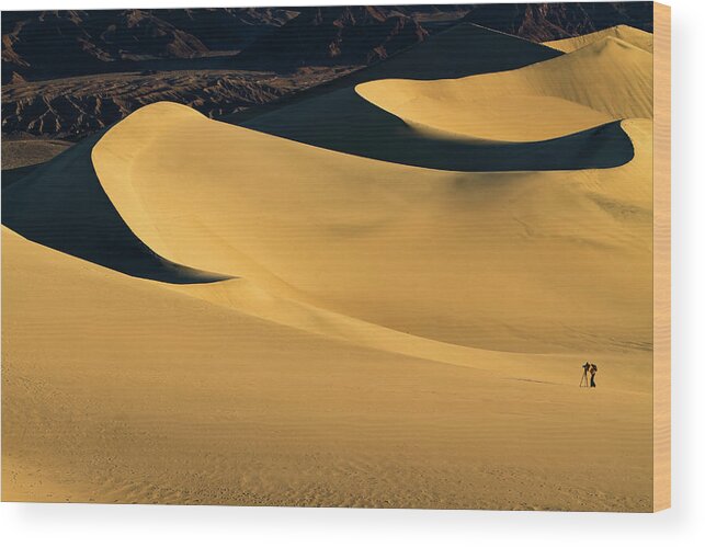 Death Valley Wood Print featuring the photograph Death Valley and photographer in morning sun by William Lee