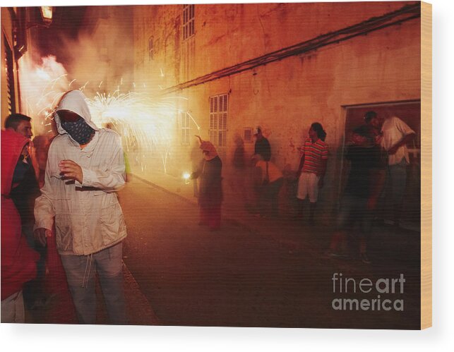 Fuego Wood Print featuring the photograph Demons in the street by Agusti Pardo Rossello