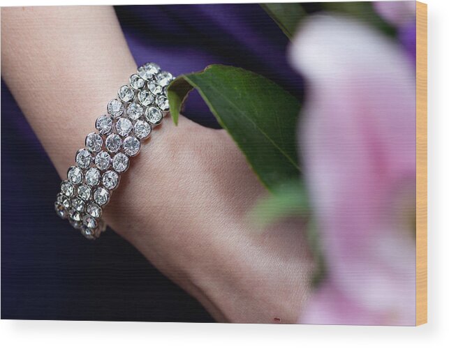 Diamonte Wood Print featuring the photograph Diamonte Bracelet by Carole Hinding