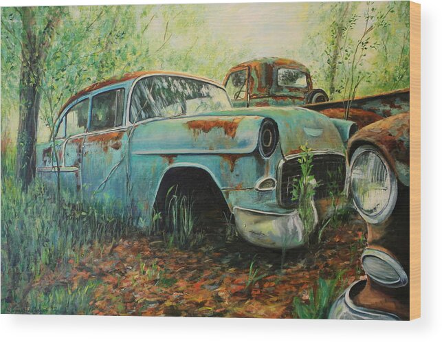 Chevrolet Wood Print featuring the painting Donor by Daniel W Green