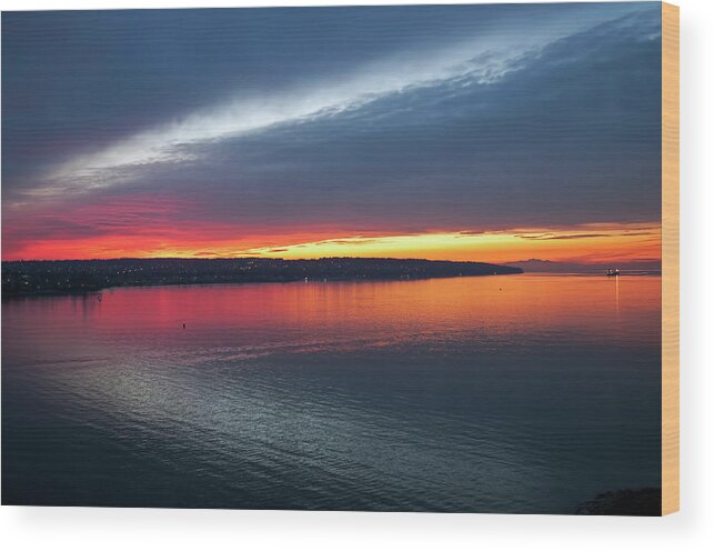 Sunset Wood Print featuring the photograph Dusk from my balcony by Terry Dadswell