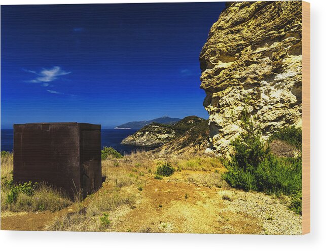 Isola D'elba Wood Print featuring the photograph ELBA ISLAND - Rusty iron cube landscape - ph Enrico Pelos by Enrico Pelos
