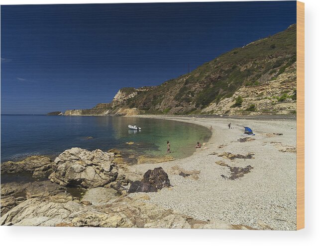 Beach Wood Print featuring the photograph ELBA ISLAND - Solitary beach - Spiaggia solitaria - ph Enrico Pelos by Enrico Pelos