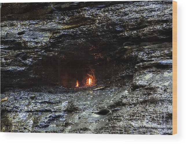 Waterfall Wood Print featuring the photograph Eternal Flame Reflections by Darleen Stry