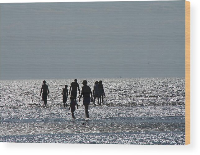 Sky Wood Print featuring the photograph Evening Ocean Stroll by Loretta Pokorny