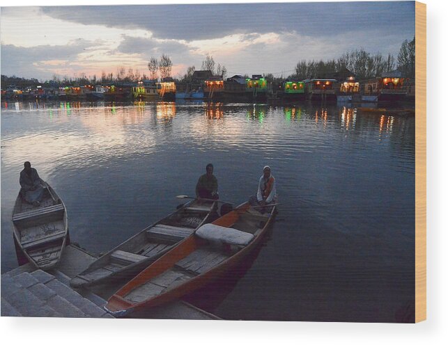 Dal Wood Print featuring the photograph Evening on Dal Lake by Fotosas Photography