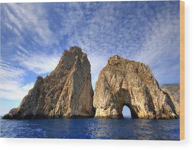 Capri Wood Print featuring the photograph Faraglioni at Capri by Francesco Riccardo Iacomino