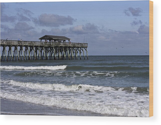 Sunlight Wood Print featuring the photograph Fishing on the Pier by Teresa Mucha