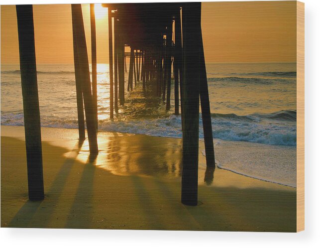 Fish Wood Print featuring the photograph Fishing Pier and Surf II by Steven Ainsworth