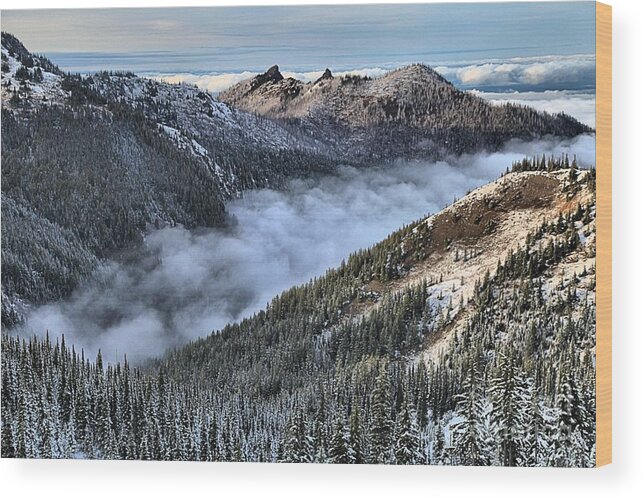 Hurricane Ridge Wood Print featuring the photograph Fog Below Hurricane by Adam Jewell