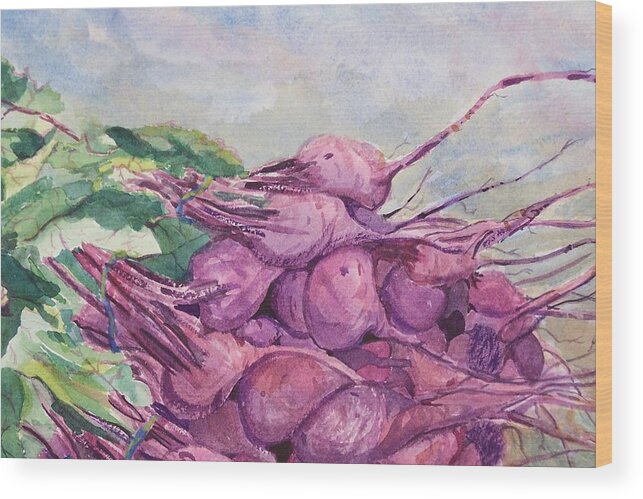 Purple Wood Print featuring the painting Fresh Beets by Barbara McGeachen