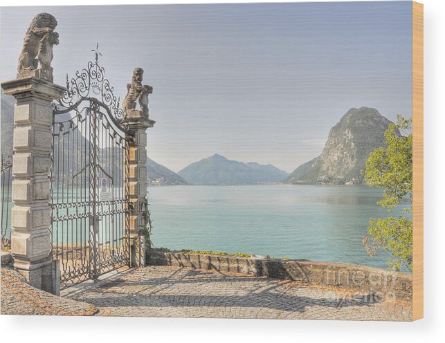 Gate Wood Print featuring the photograph Gate on the lake front by Mats Silvan