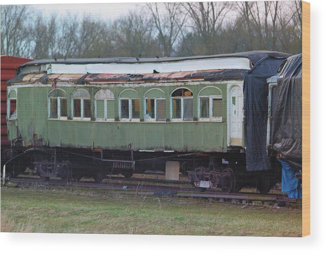 Train Wood Print featuring the photograph Green Rail Car by Lauri Novak