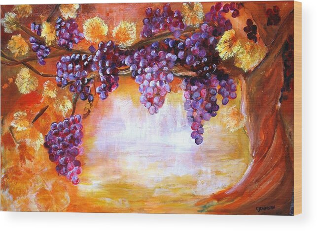 Grapes Wood Print featuring the painting Harvest by Glen Johnson