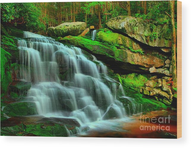 Black Water Falls State Park Wood Print featuring the photograph Hidden Falls At Black Water by Adam Jewell