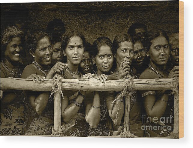 Women Wood Print featuring the photograph Hindu Pilgrims on New Year's Day by Valerie Rosen
