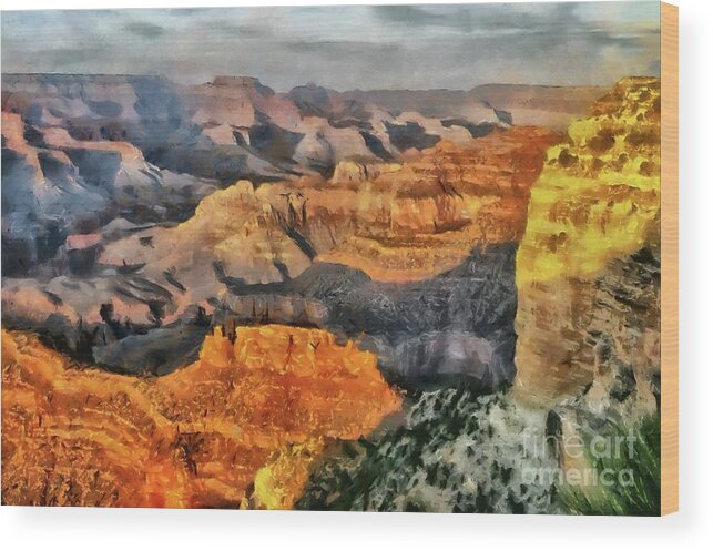 Grand Canyon Wood Print featuring the digital art Hopi Point - Grand Canyon Sunset by Mary Warner