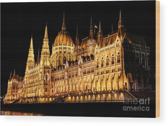 Hungarian Parliament Building Wood Print featuring the photograph Hungarian Parliament Building by Mariola Bitner