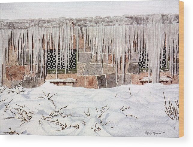 Icicles Wood Print featuring the painting Icicles by Conrad Mieschke