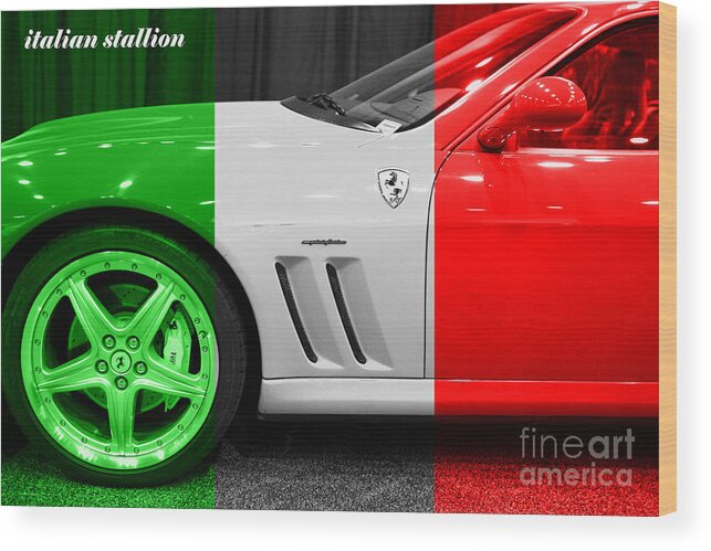 Italian Stallion Wood Print featuring the photograph Italian Stallion . 2003 Ferrari 575M by Wingsdomain Art and Photography