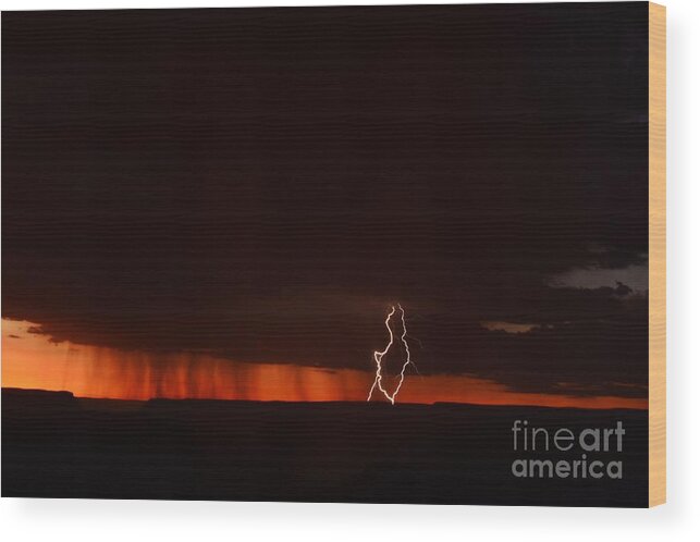 Grand Canyon Wood Print featuring the photograph Lightning at the Grand Canyon by Cassie Marie Photography