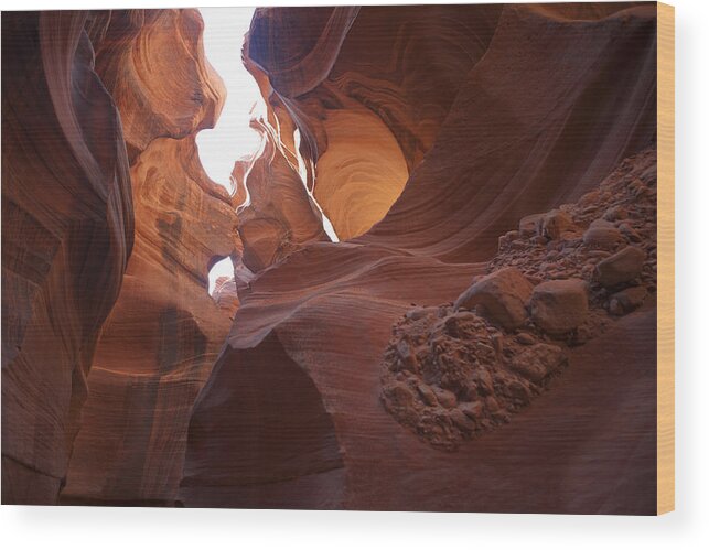 Lower Antelope Canyon Page Arizona Slot Sandstone Gravel Rock Sand Navajo Dine Nation American Indian Native Nature Landscape Chisel Wood Print featuring the photograph Lower Antelope Canyon Chisel by Gregory Scott