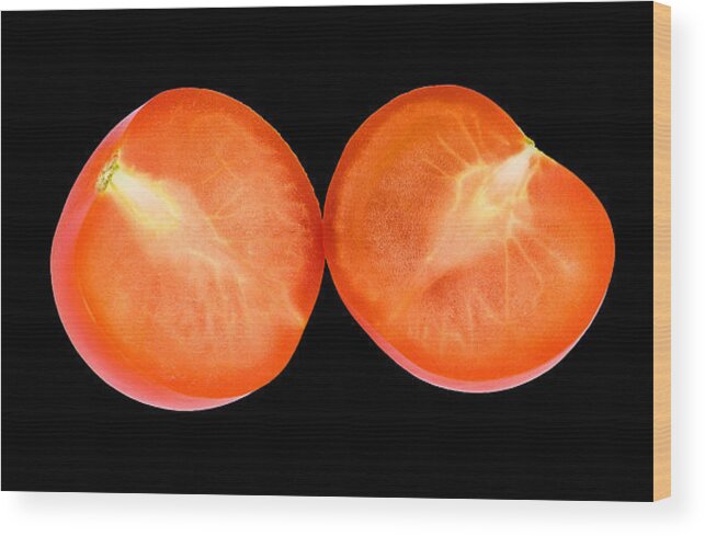 Tomato Wood Print featuring the photograph Lucky Cut 03 by Rick Piper Photography