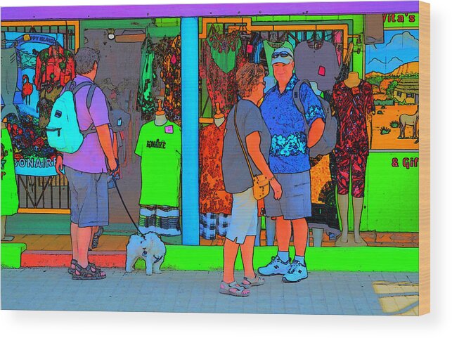 Tropical Wood Print featuring the photograph Man With Dog by Richard Ortolano