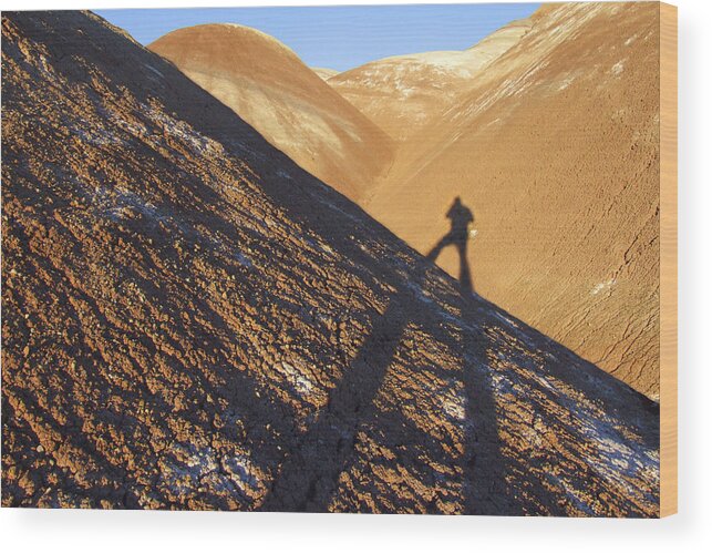 Shadow Wood Print featuring the photograph Me and My Shadow - Utah by Mike McGlothlen
