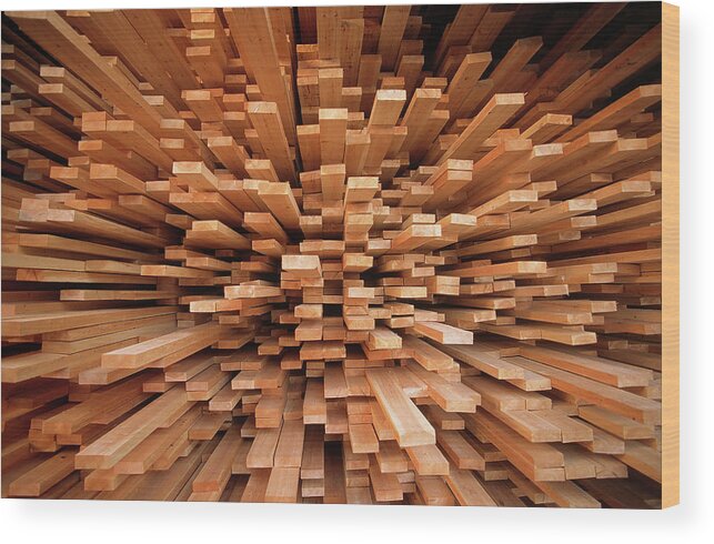 Fn Wood Print featuring the photograph Milled Wood Planks In A Stack, Europe by Flip De Nooyer
