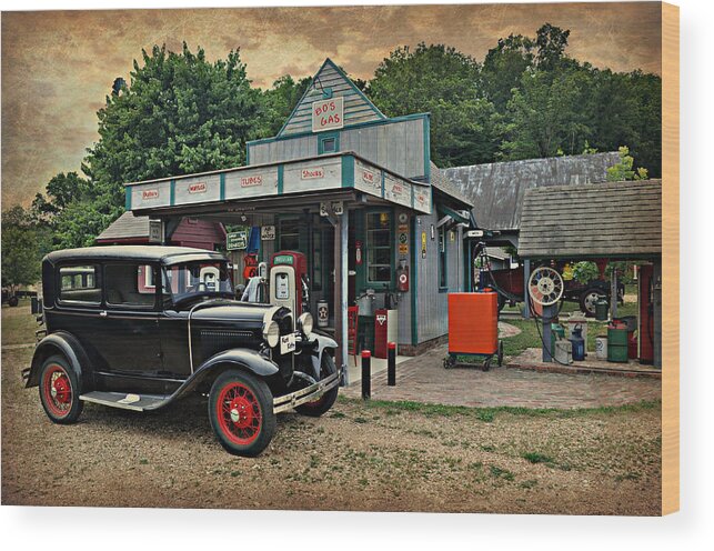 Model A Wood Print featuring the photograph Model A Station by Marty Koch