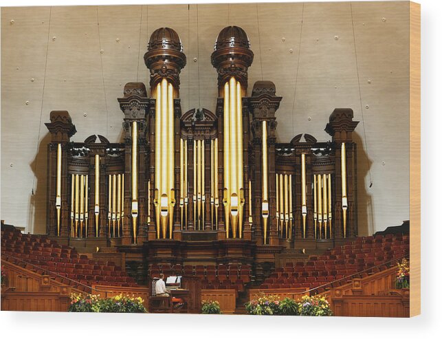 Mormon Wood Print featuring the photograph Mormon Tabernacle Pipe Organ by Marilyn Hunt