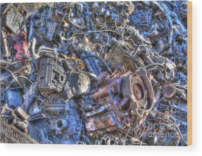 Hdr Wood Print featuring the photograph Motor City by David Rusch