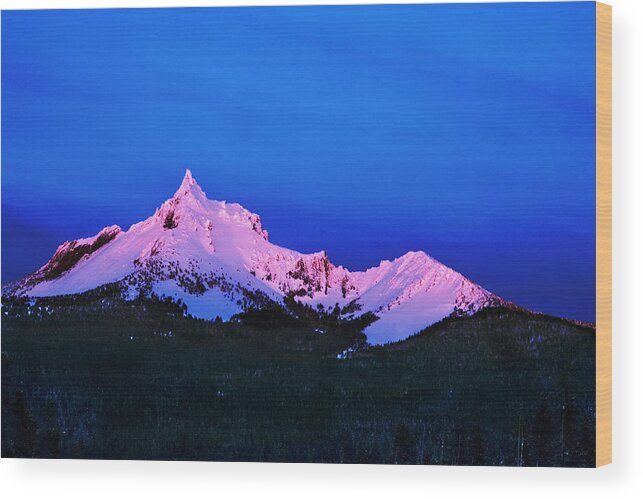 Blue Wood Print featuring the photograph Mount Thielsen Sunset 1 by John Higby