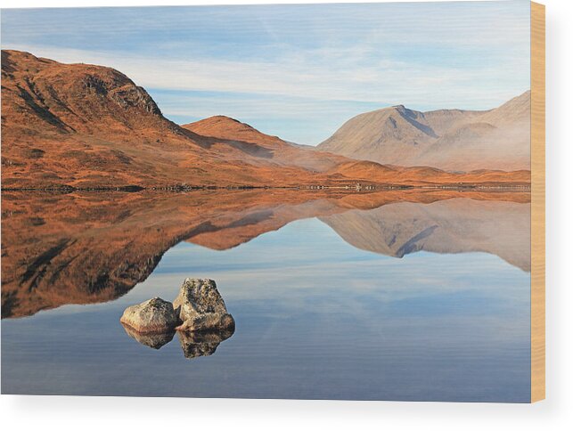 Black Mount Wood Print featuring the photograph Mountain reflection by Grant Glendinning