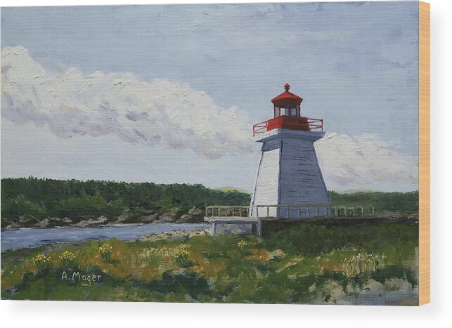 Painting Wood Print featuring the painting Neil's Harbor Light by Alan Mager