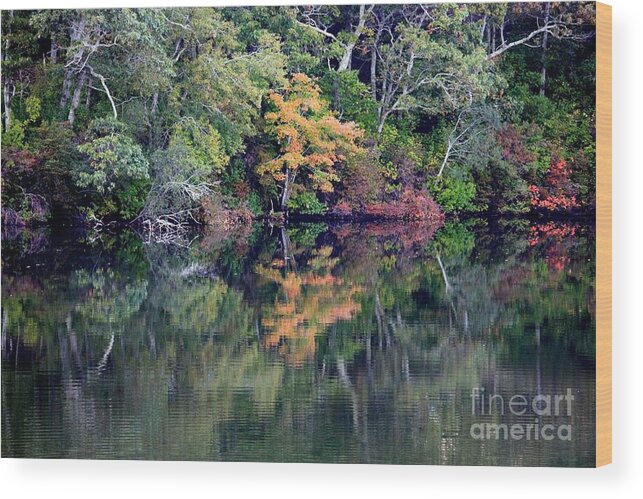 Fall Foliage Wood Print featuring the photograph New England Fall Reflection by Carol Groenen