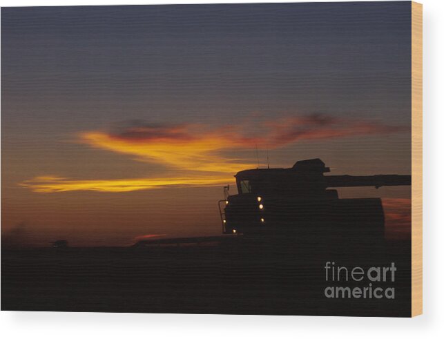 Combine Wood Print featuring the photograph Night Farming by Jerry McElroy