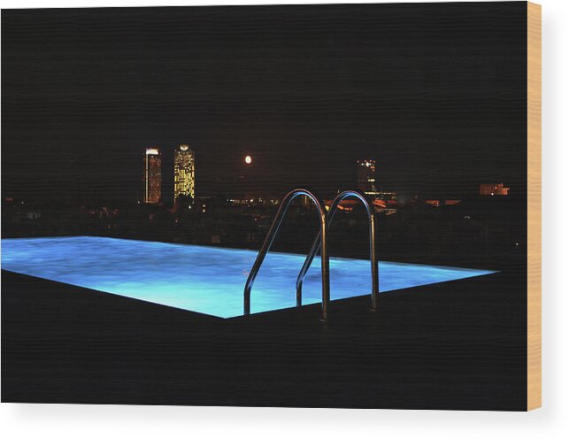 Pool Wood Print featuring the photograph Night Swim Anyone by La Dolce Vita