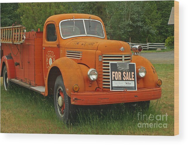 Firetrucks Wood Print featuring the photograph Old Orange Firetruck by Randy Harris