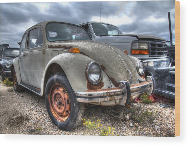 Volkswagen Wood Print featuring the photograph Old VW Beetle by Jonathan Davison
