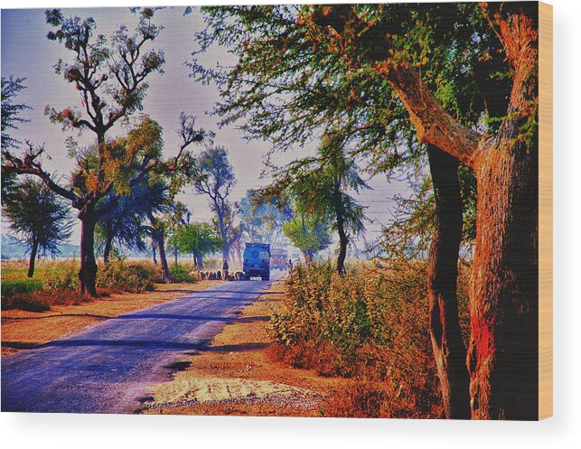 Indian Roads Artistic Wood Print featuring the photograph On the Road to Jaipur by Rick Bragan