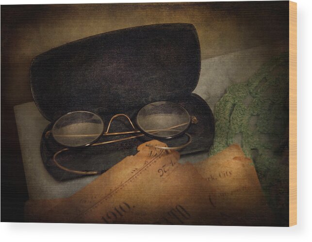 Optician Wood Print featuring the photograph Optometrist - Glasses for Reading by Mike Savad