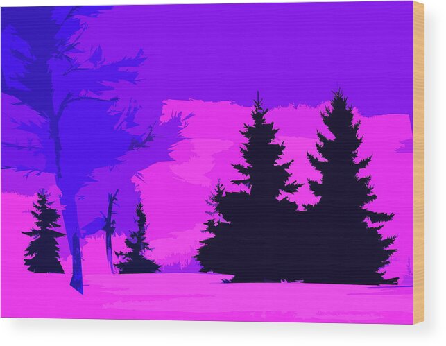 Abstract Wood Print featuring the photograph Park In Pink And Purple by Burney Lieberman