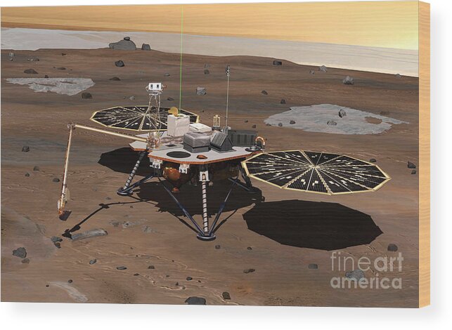 Analyzing Wood Print featuring the photograph Phoenix Mars Lander by Stocktrek Images