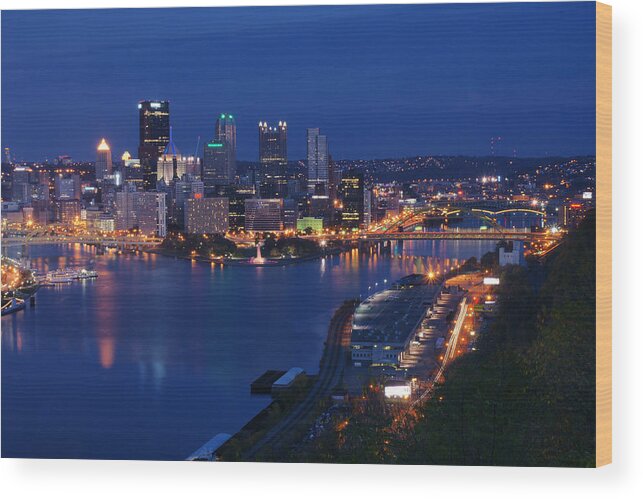 Pittsburgh Wood Print featuring the photograph Pittsburgh in Blue by Michelle Joseph-Long